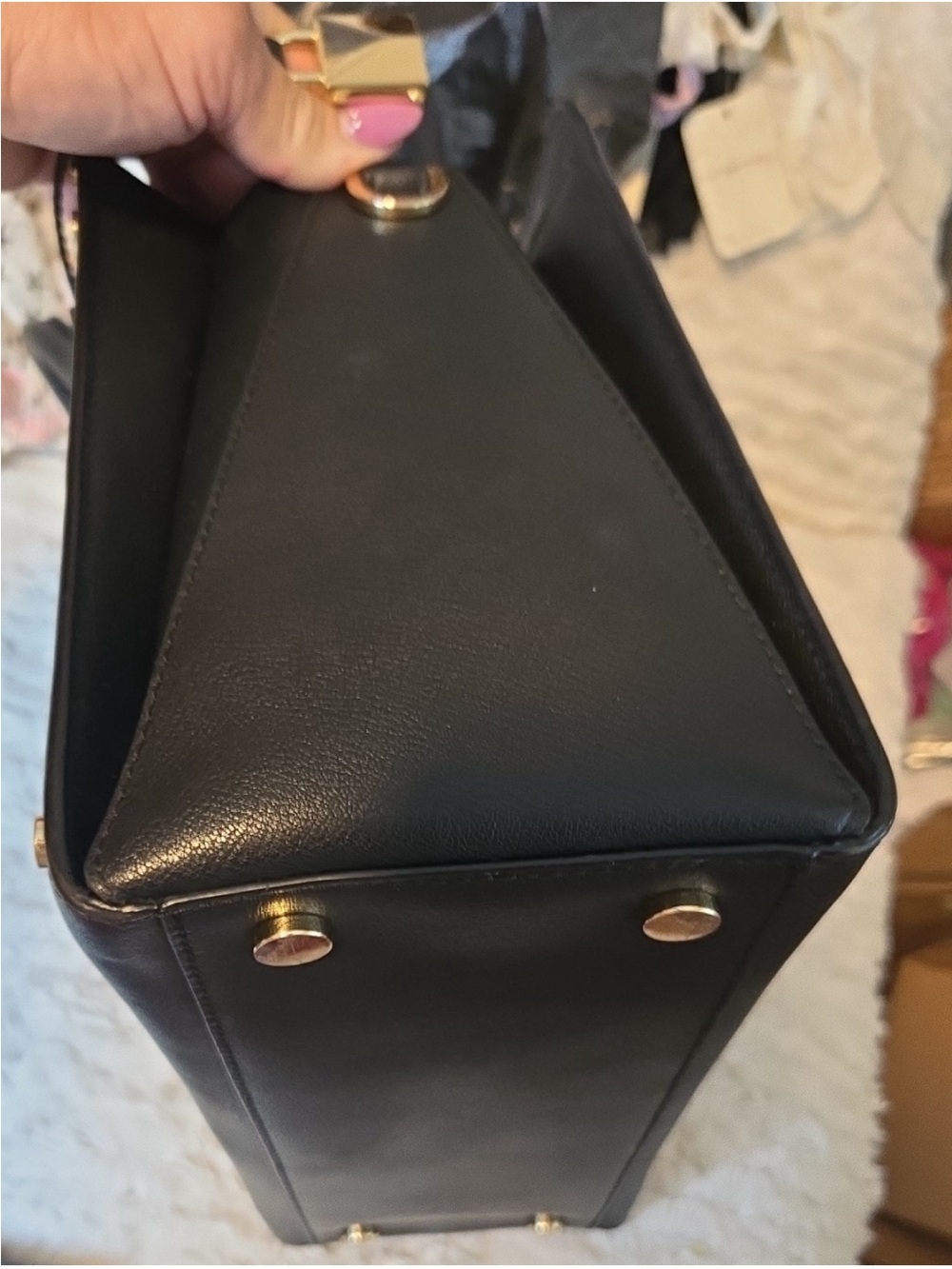 Michael Kors Black Pebbled Leather Satchel with Gold Accents and Matching Wallet - Picture 11 of 12